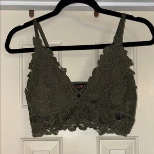 NWOT Shyanne Olive Green Lace Bralette